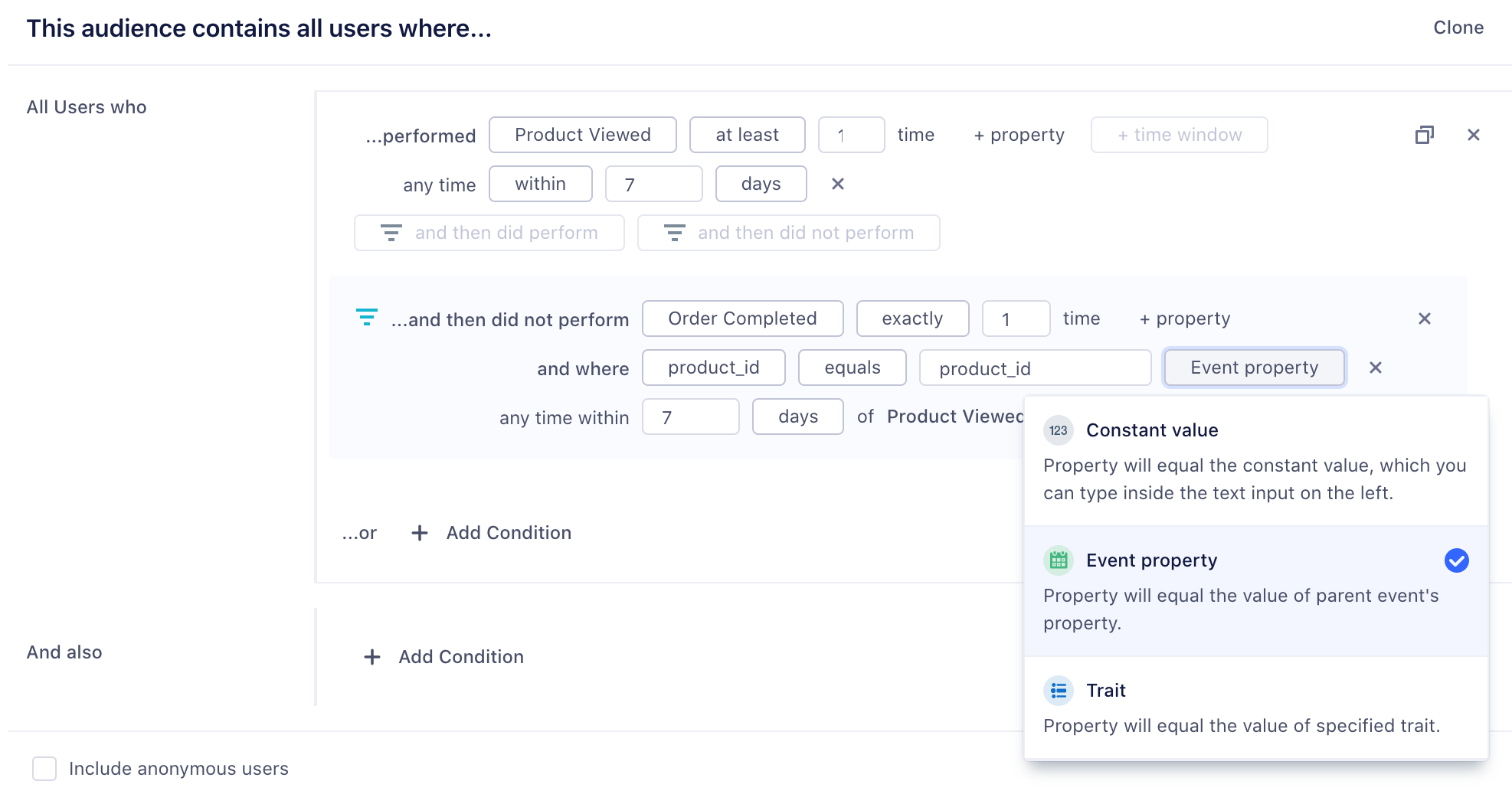 Using dynamic property references with an Audience funnel