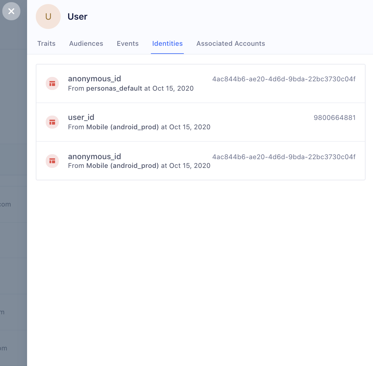 Retrieving a user's identifiers with the Profiles Explorer